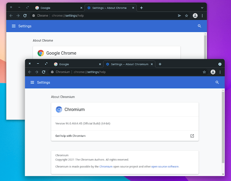 Chrome and Chromium running side by side on Zorin OS 16